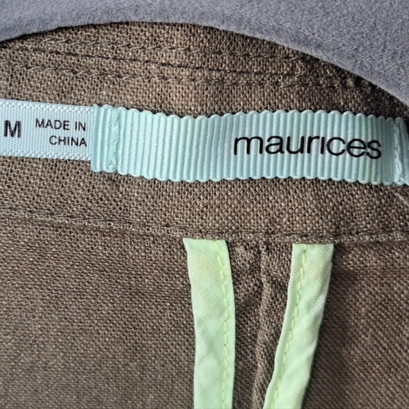 Maurices Ladies Army Olive Green Jacket Shacket 57% Linen 43% Rayon Size M - Picture 3 of 7